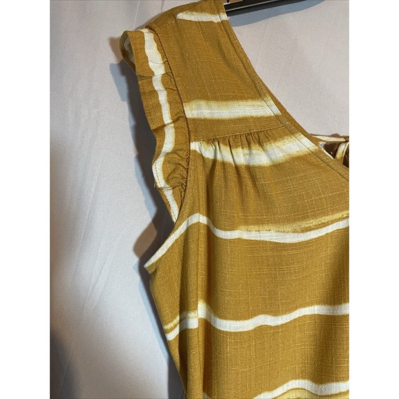 Simply Vera Vera Wang Women size Sm Tiered Midi Dress  Gold Stripe With Lining - Picture 3 of 13